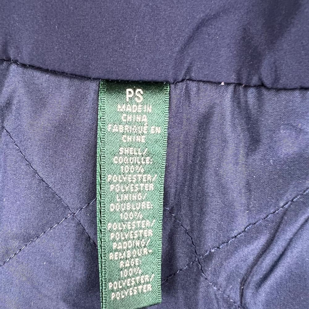 Lauren‎ Ralph Lauren Parka Coat Womens SP Navy Blue Quilted Lined Snap Hooded - Picture 8 of 16